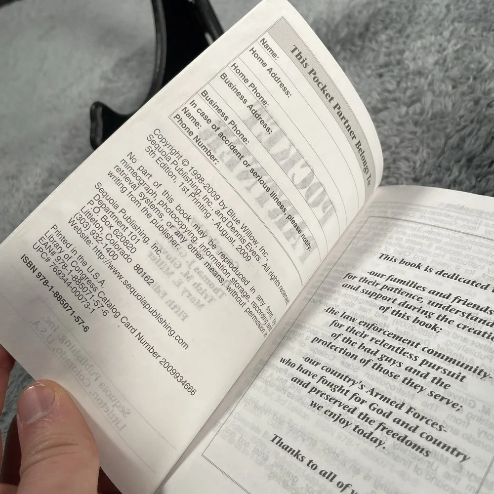 Pocket Partner Pocket Guide for Law Enforcement Emergency Survival Guide 5th Ed